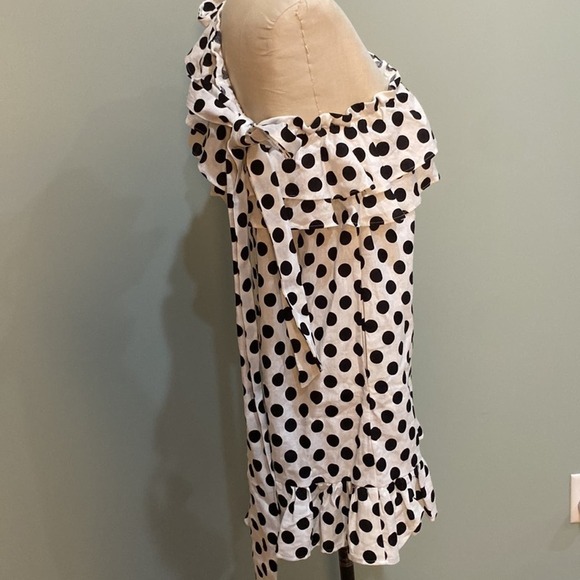 Lisa Marie Fernandez Polka Dot One Shoulder Ruffle Mini Dress - Picture 8 of 14
